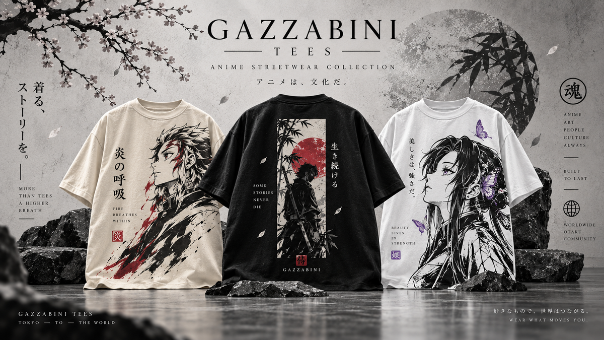 Gazzabini Tees · portada principal anime streetwear