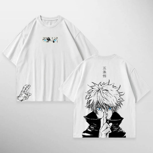 Gazzabini Tees Gojo Six Eyes blanca